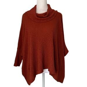 Free People Beach dark orange knit turtleneck loose fit sweater size XS
